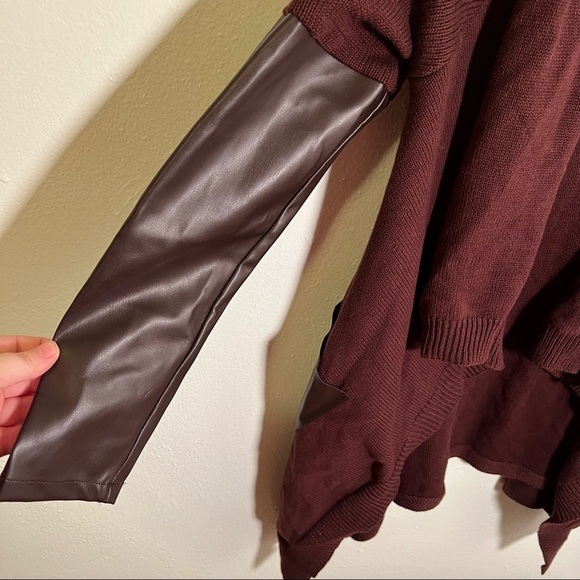 Blank NYC Faux Leather Trim High Low Cardigan Permanent Marker - Picture 6 of 12